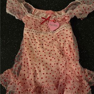 Dolls Kill Pink and Red Heart Dress